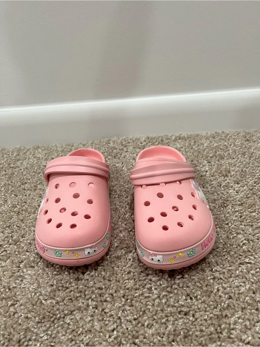 Kids Pink Slip-On Clogs with Cute Character Trim